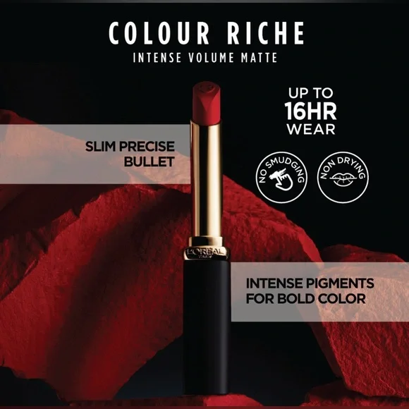L'Oreal Paris Colour Riche Intense Volume Matte Lipstick, Le Carmin Courage - Picture 5 of 5